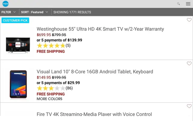 HSN Tablet android App screenshot 1